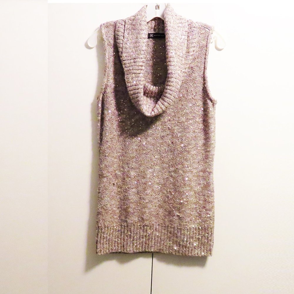 INC Sleeveless Cowl Neck Sweater w/Sequins, Size M